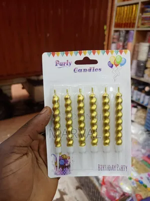 6 Jumbo Gold Spiral Birthday Candles