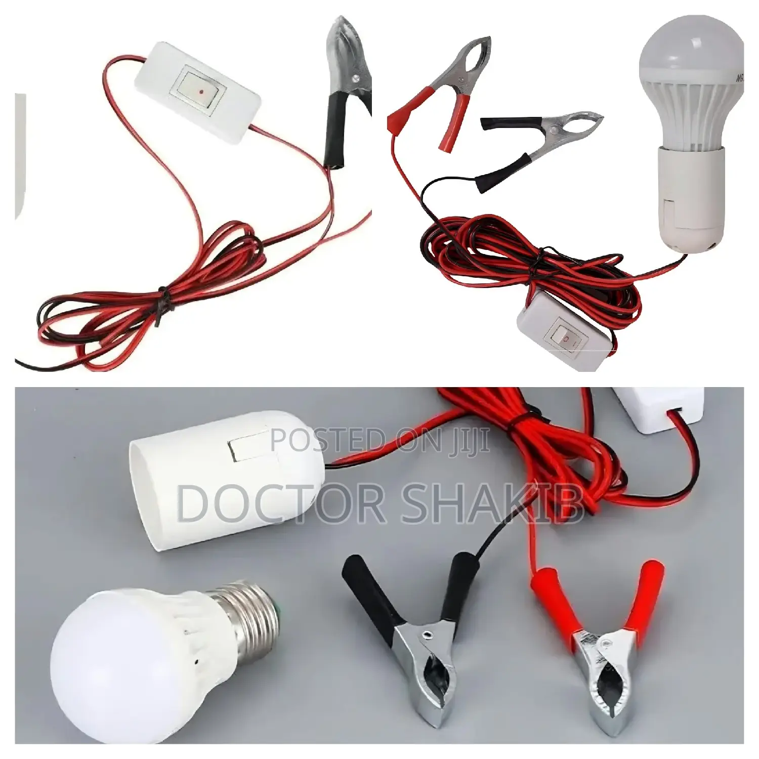 12V  LED Work Light Bulb With Battery Alligator