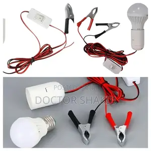 12V  LED Work Light Bulb With Battery Alligator