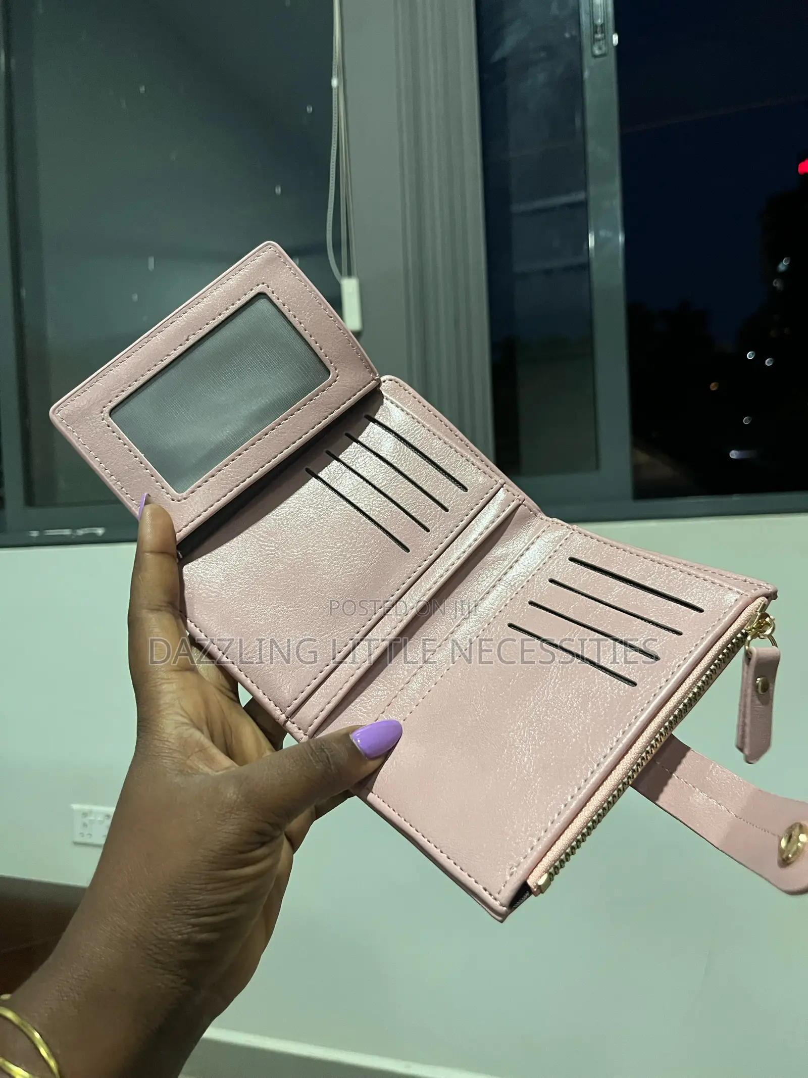 Pink Faux Leather Wallet for Ladies