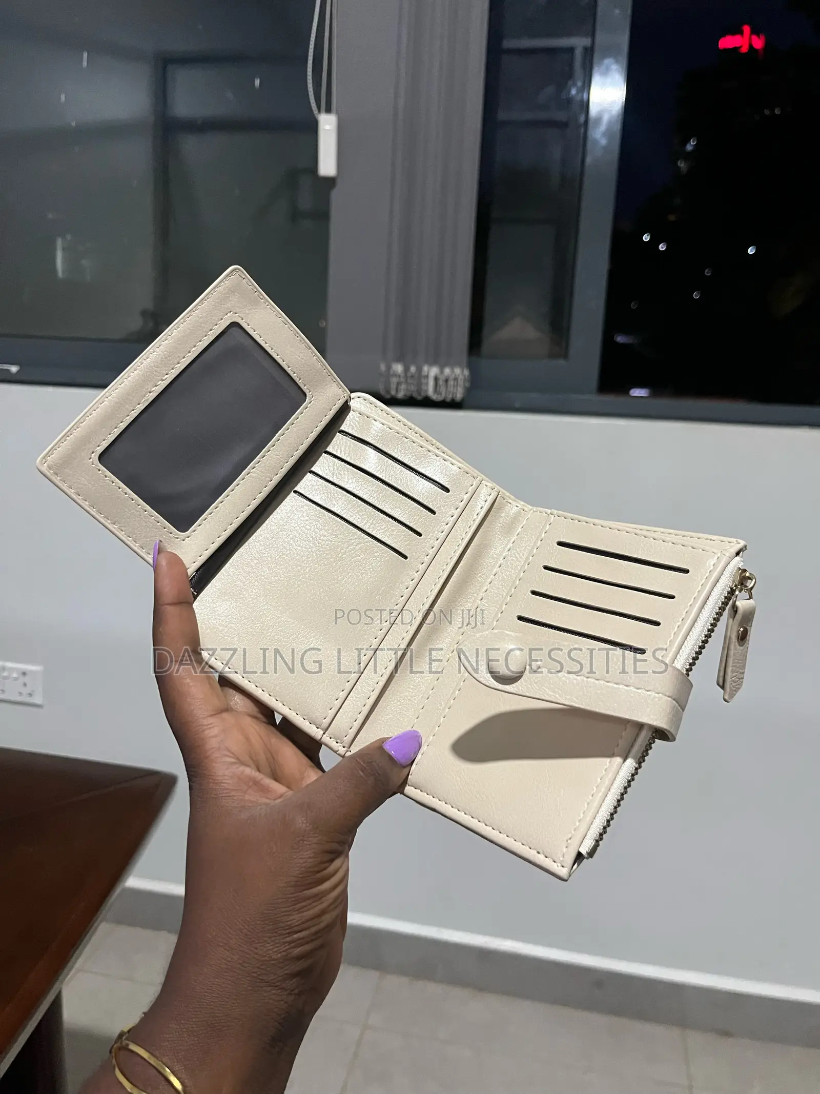 Light Beige Faux Leather Wallet for Ladies