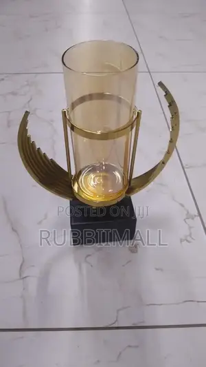Art Deco-Style Golden Glass and Metal Accents Vase