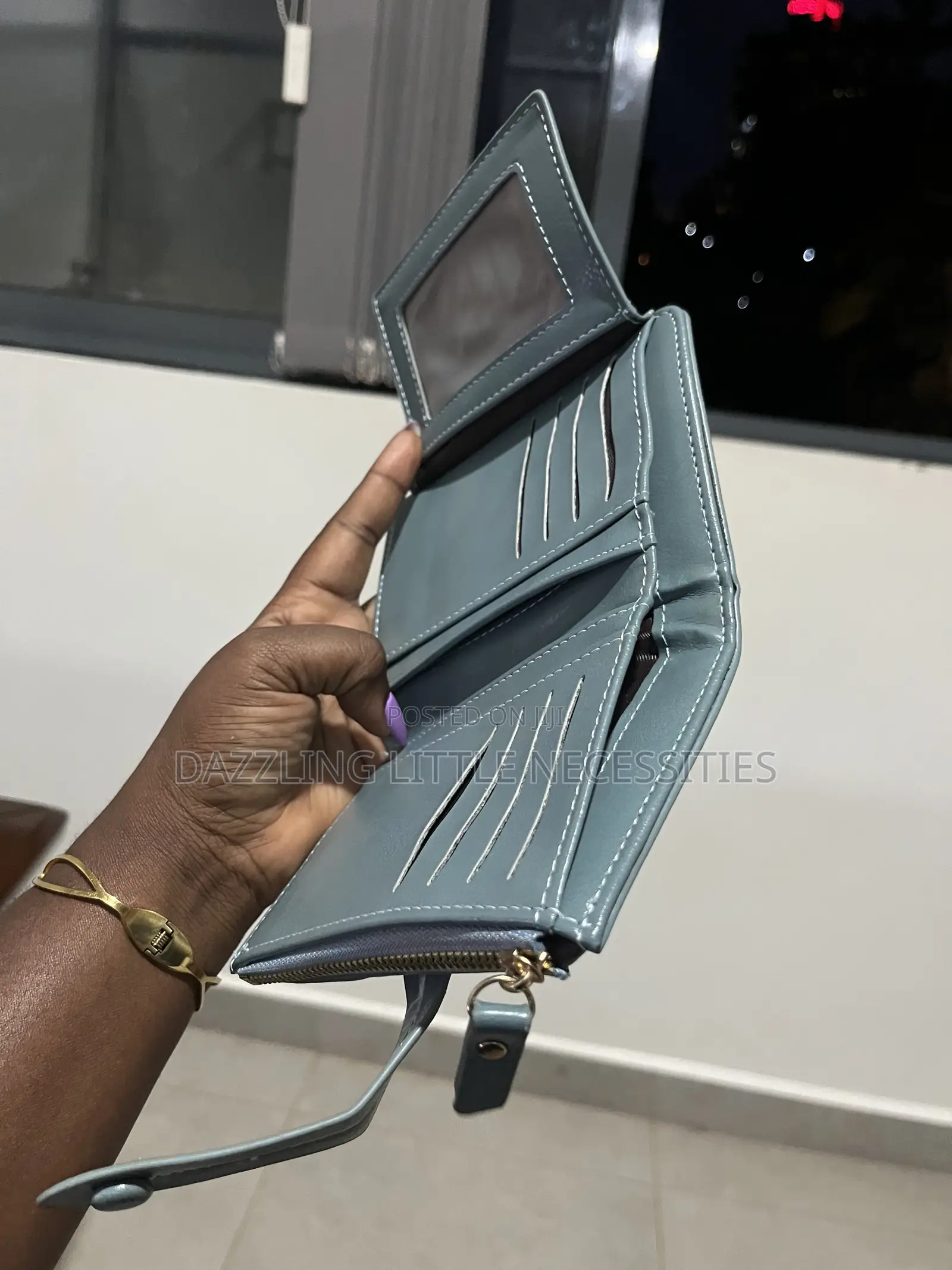 Dusty Blue Faux Leather Wallet for Ladies