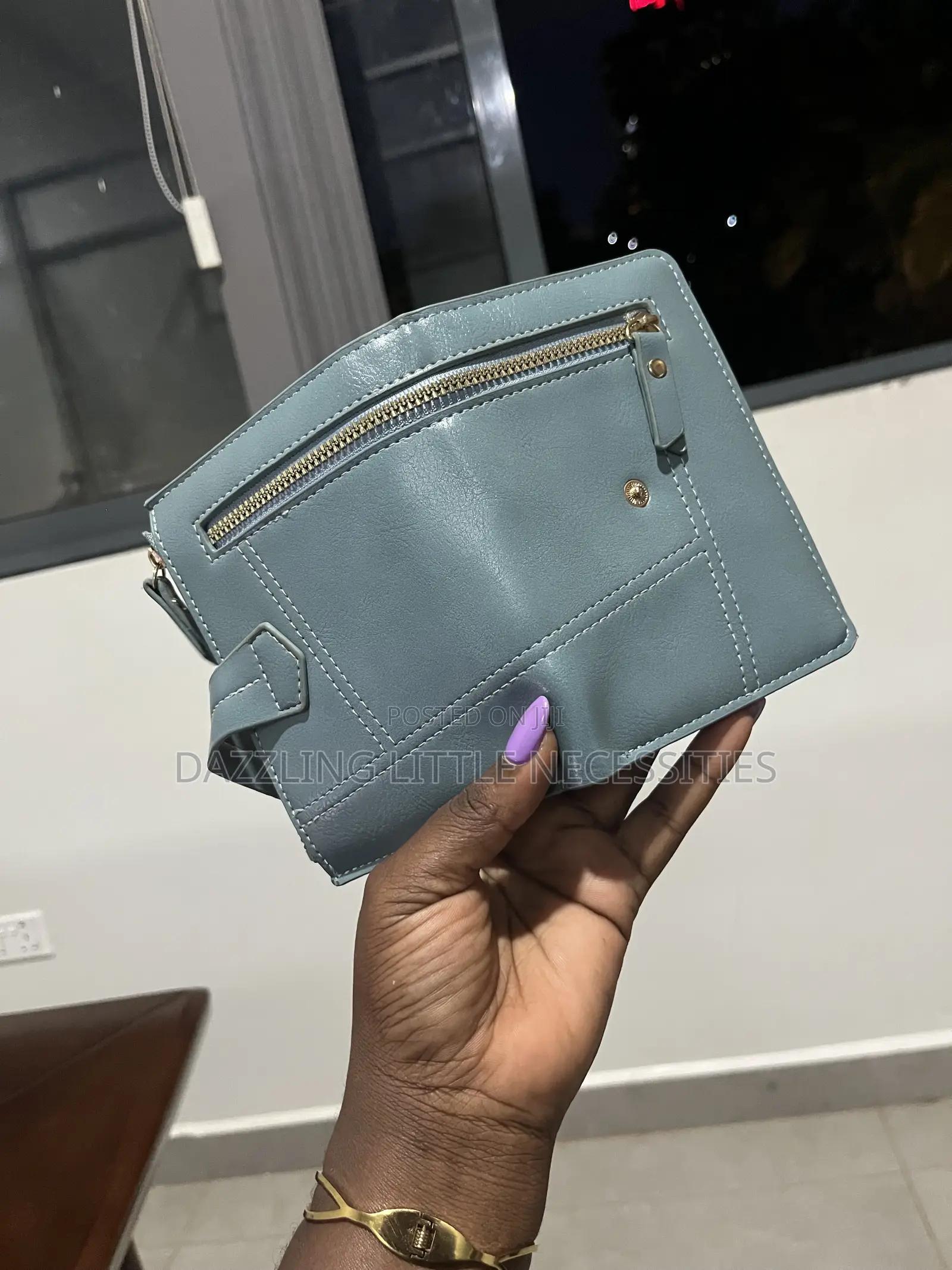Dusty Blue Faux Leather Wallet for Ladies
