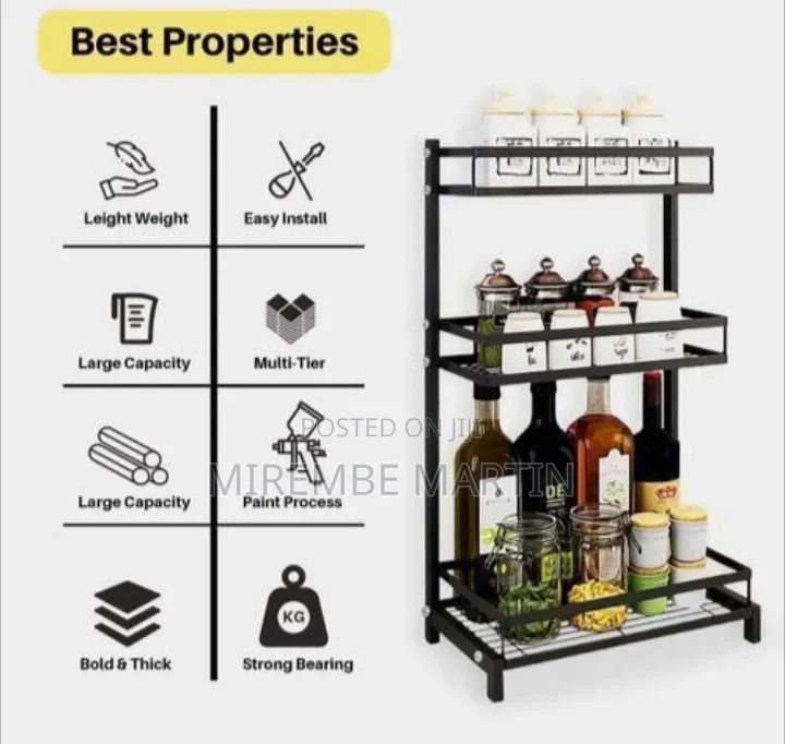 Space-Saving Three-Tier Kitchen Spice Organizer Shelf