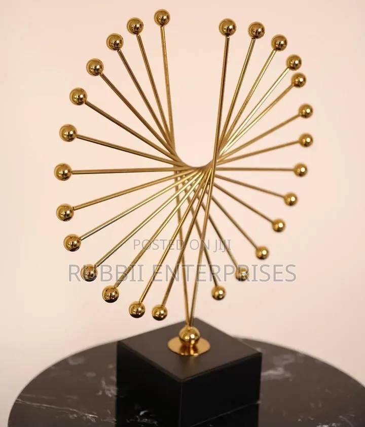 Modern Abstract Gold Metal Art Tabletop Sculpture