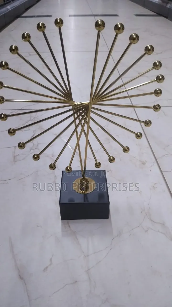 Modern Abstract Gold Metal Art Tabletop Sculpture