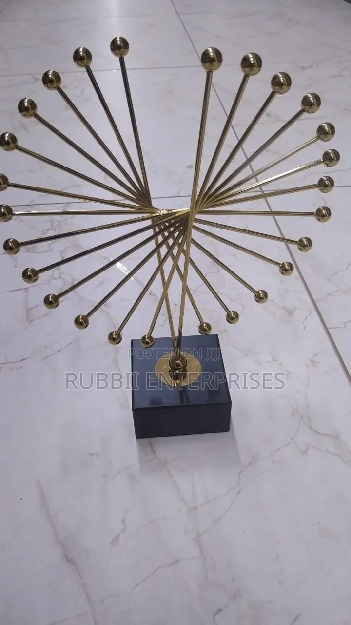 Modern Abstract Gold Metal Art Tabletop Sculpture