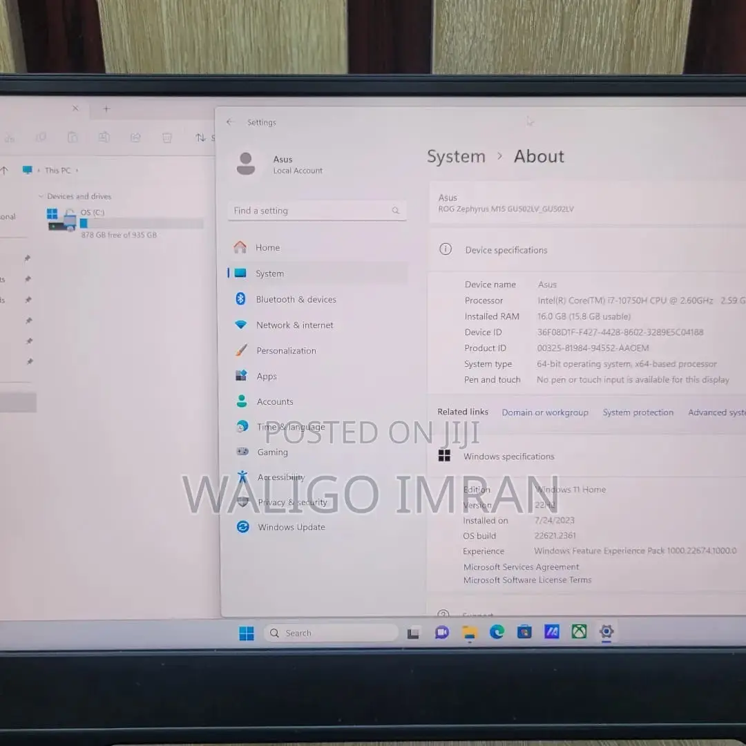 Laptop Asus ROG Zephyrus M15 GU502LU 16GB Intel Core i7 SSD 128GB
