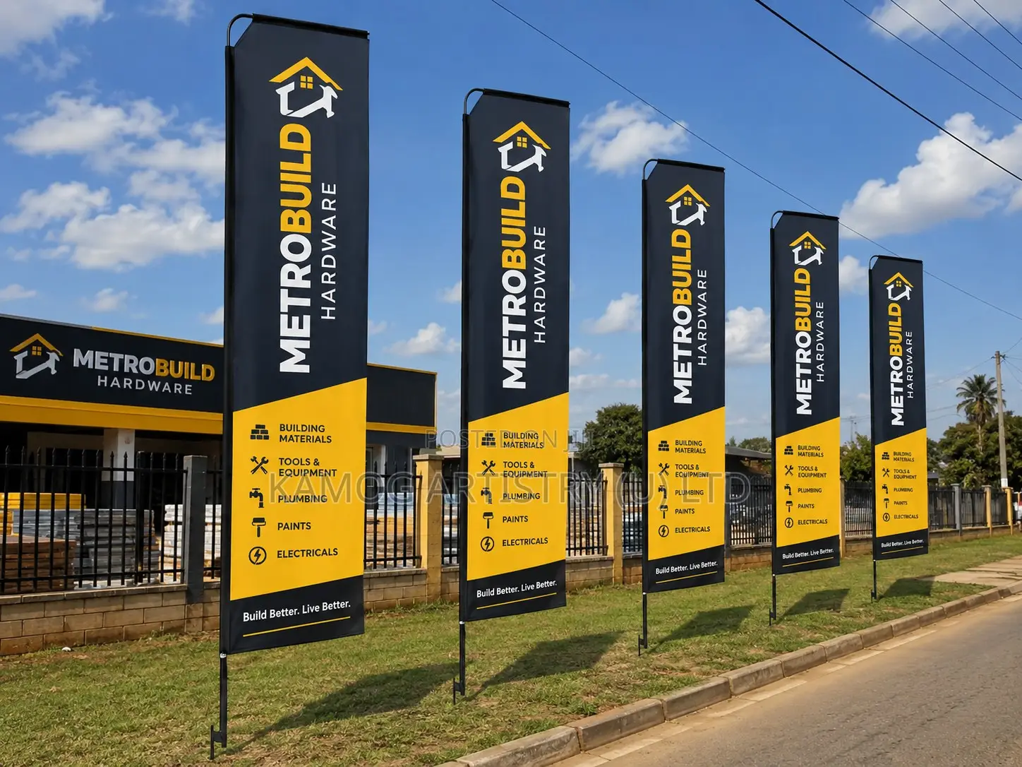 4.5m L-Shape Promotional Flags With Custom Printing