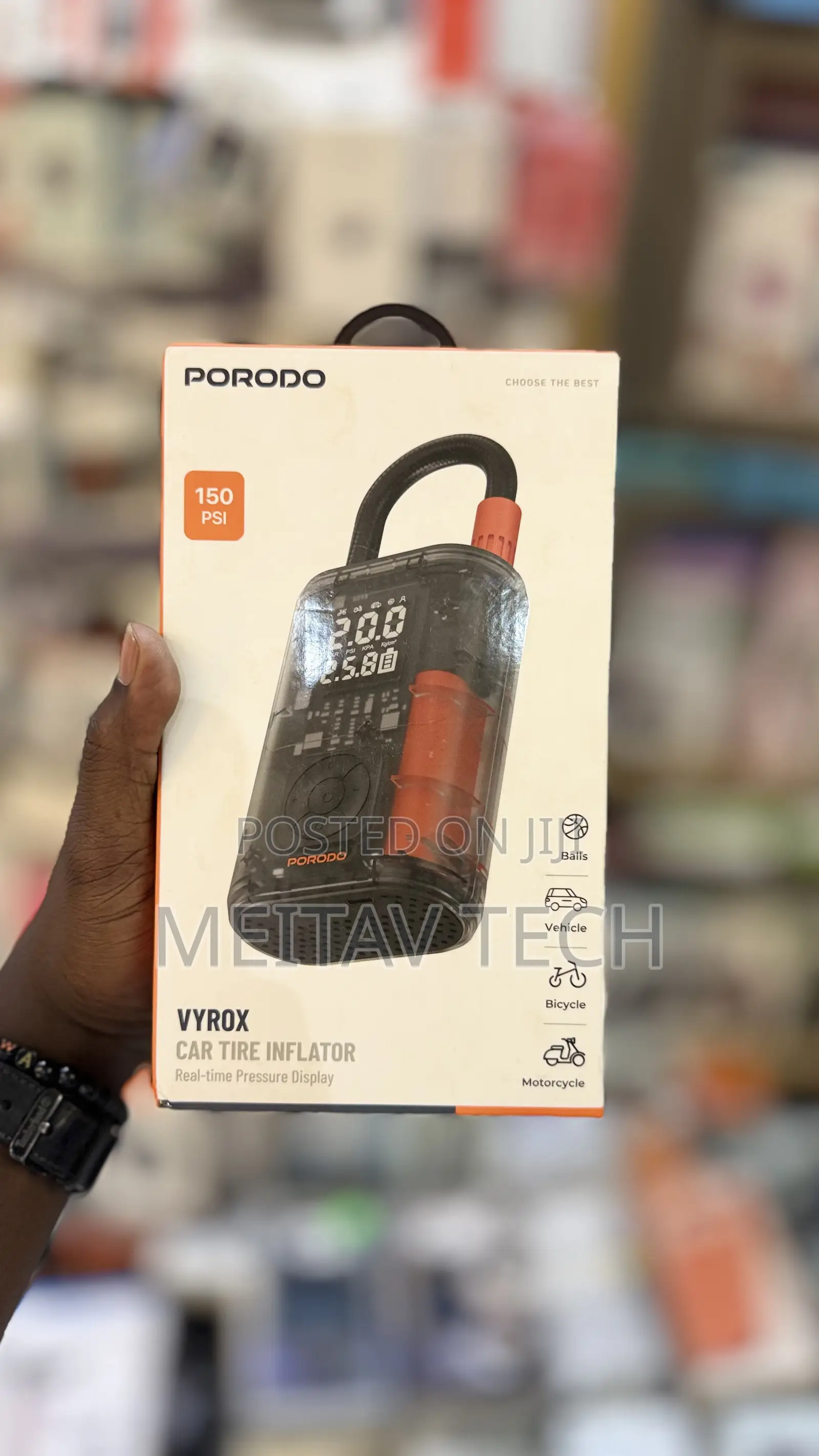 Porodo Vyrox Car Tire Inflator, 150PSI, 60W