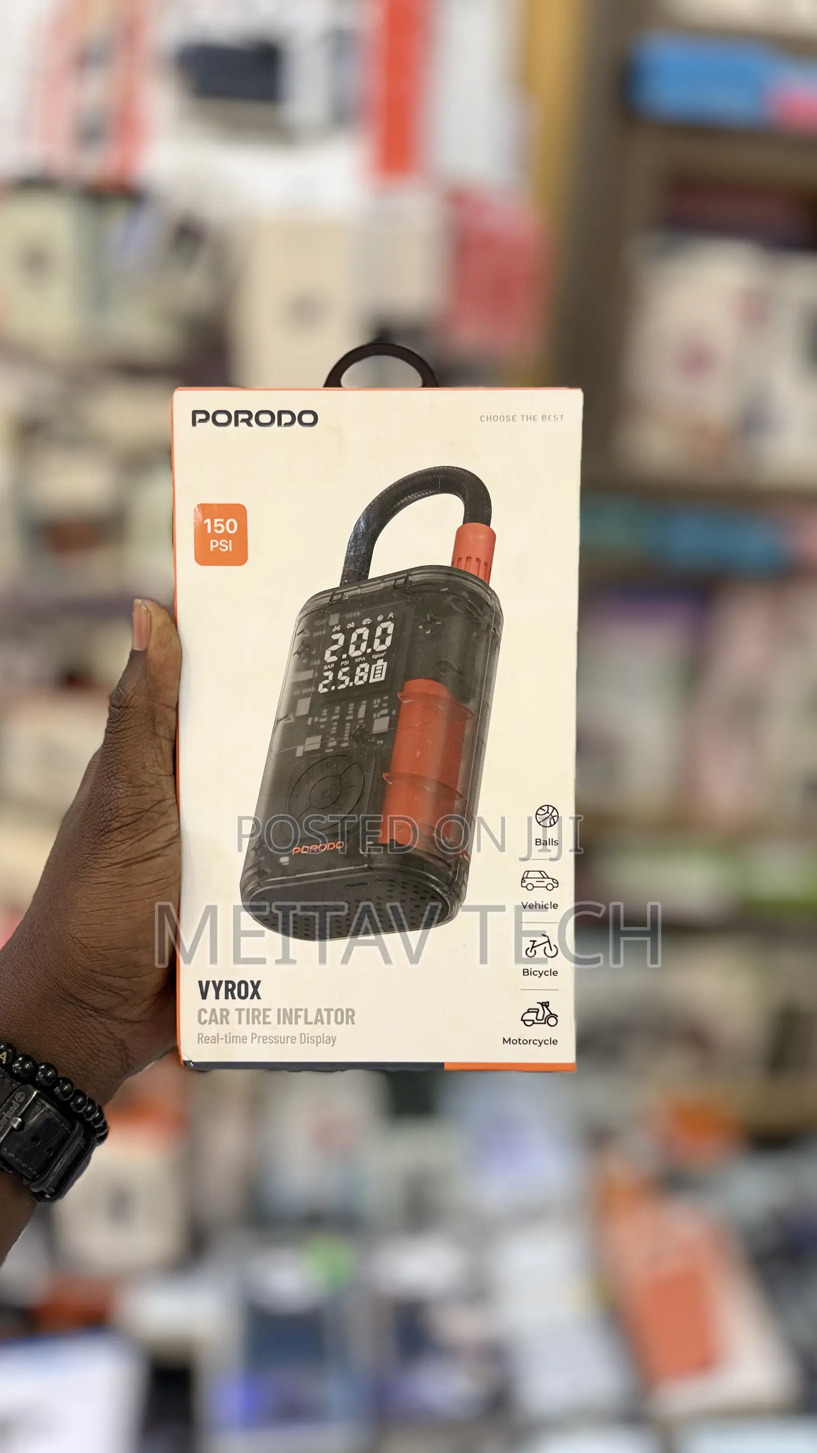 Porodo Vyrox Car Tire Inflator, 150PSI, 60W