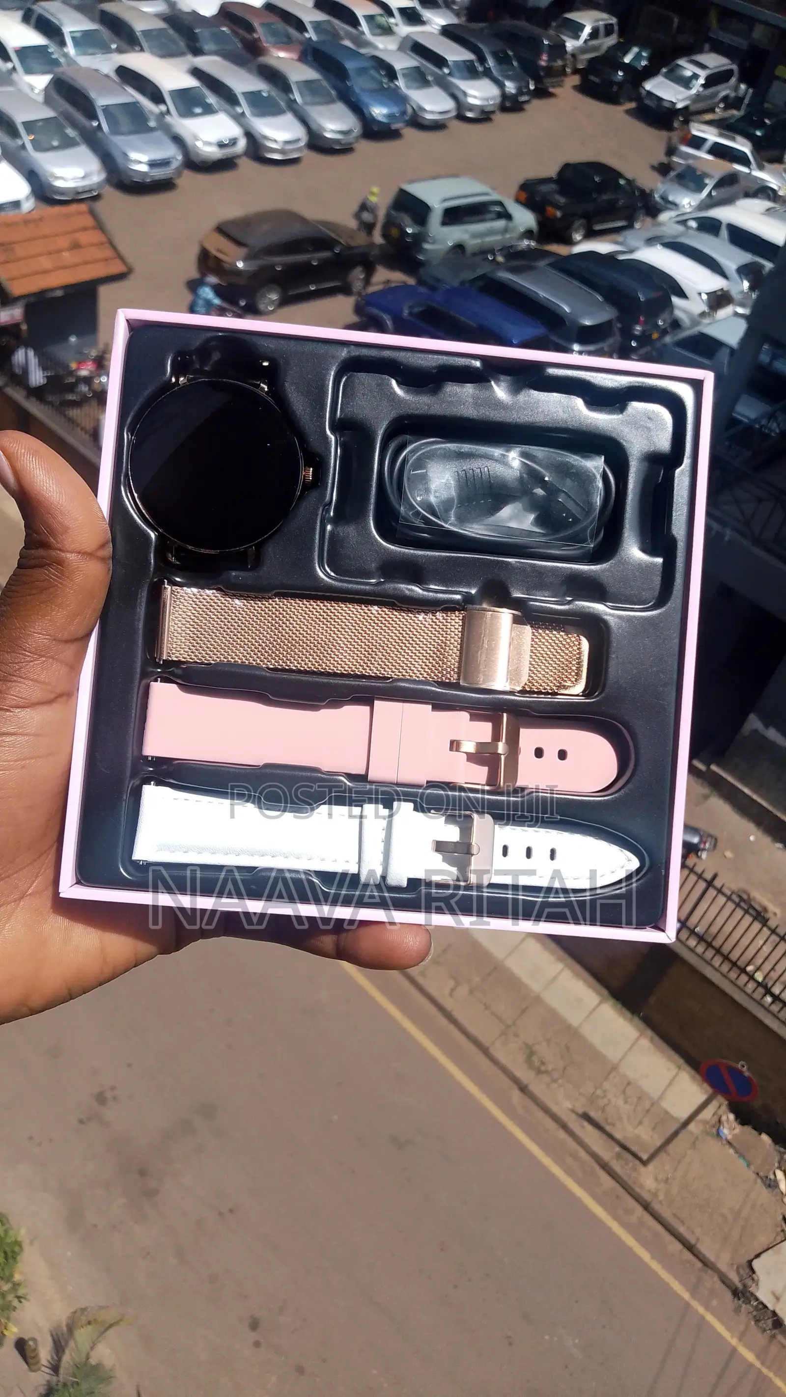 PINK Hainoteko-18 Waterproof Round Shape Amoled 3 Straps