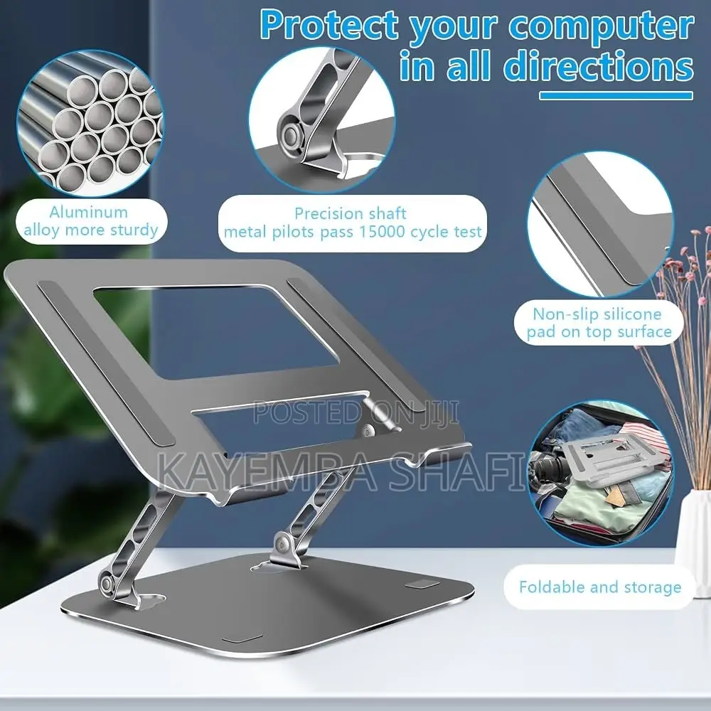 Adjustable Aluminum Laptop Stand - Ergonomic Foldable Desk Riser