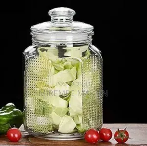 Elegant Ribbed Glass Storage Jar With Glass Lid - Transparent