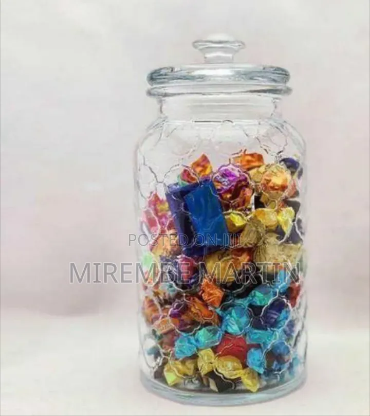Elegant Ribbed Glass Storage Jar With Glass Lid - Transparent