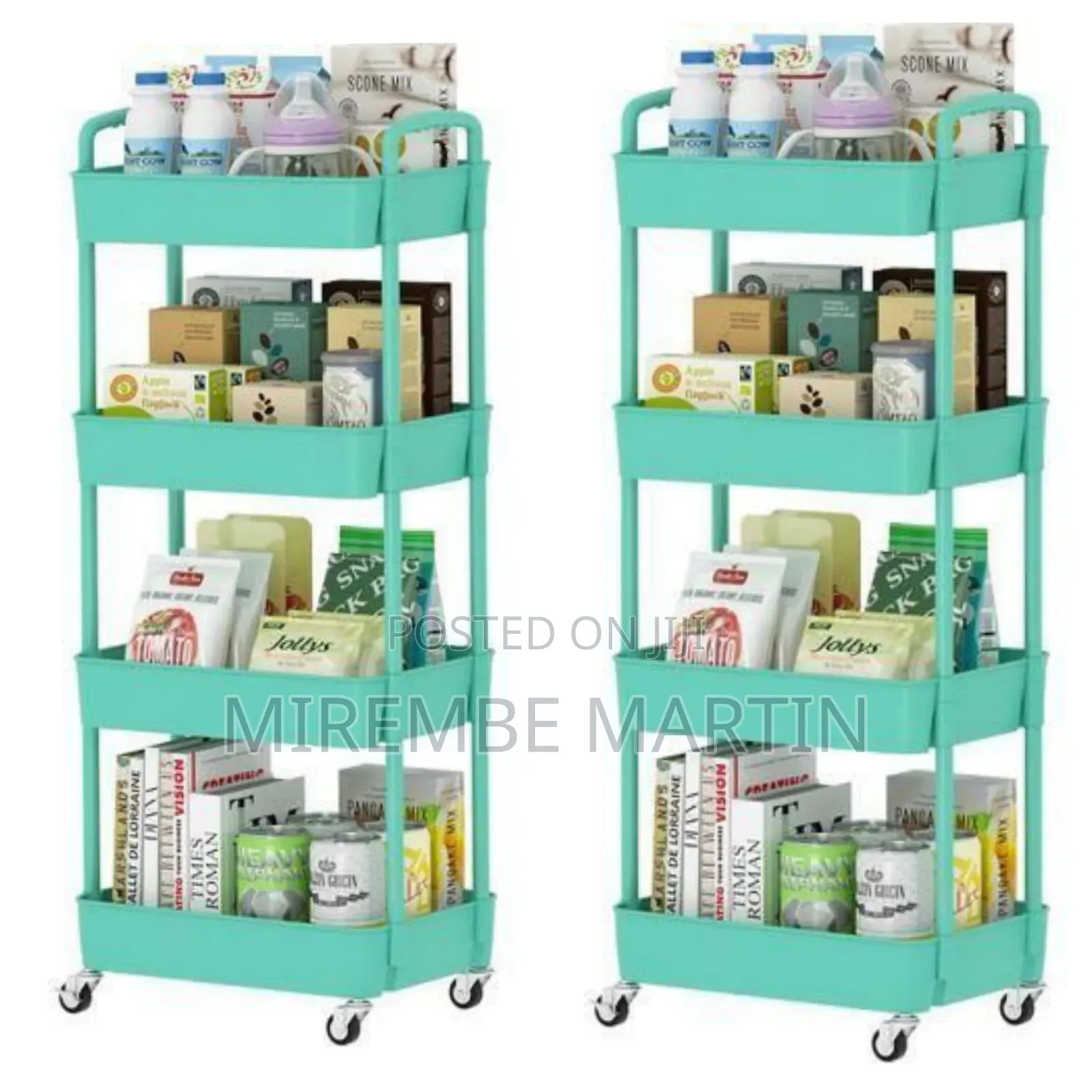 4-Layer Black Movable Utility Storage Cart