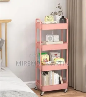 4-Layer Black Movable Utility Storage Cart