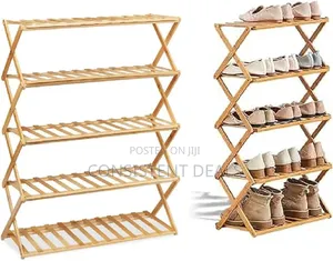 5 Tier Foldable Bamboo Shoe Rack