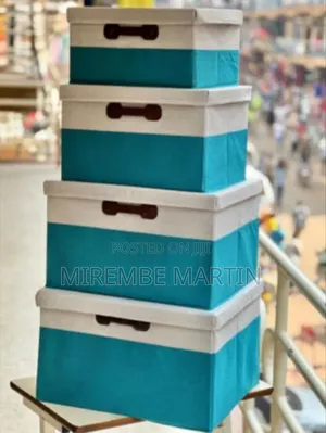 Set of 4 Collapsible Fabric Storage Boxes With Lids
