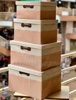 Set of 4 Collapsible Fabric Storage Boxes With Lids