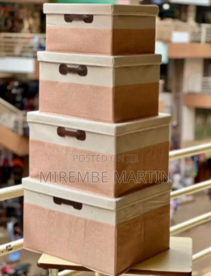 Set of 4 Collapsible Fabric Storage Boxes With Lids