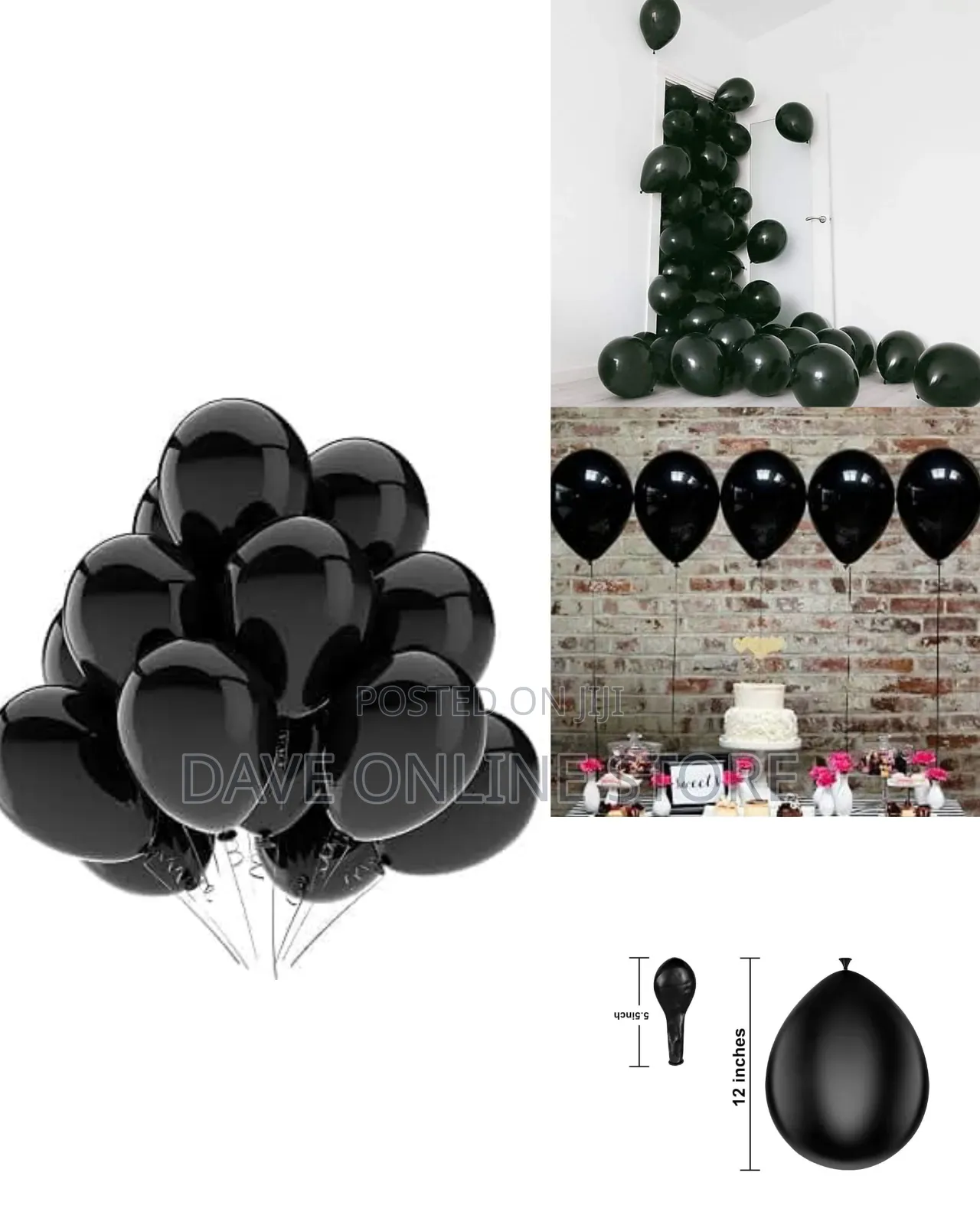 12 Inch 100 Pieces  Matte Black Balloons