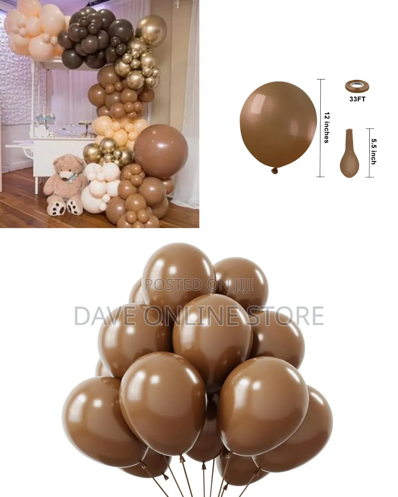 12 Inch
 Brown 100 Pieces  Balloons
