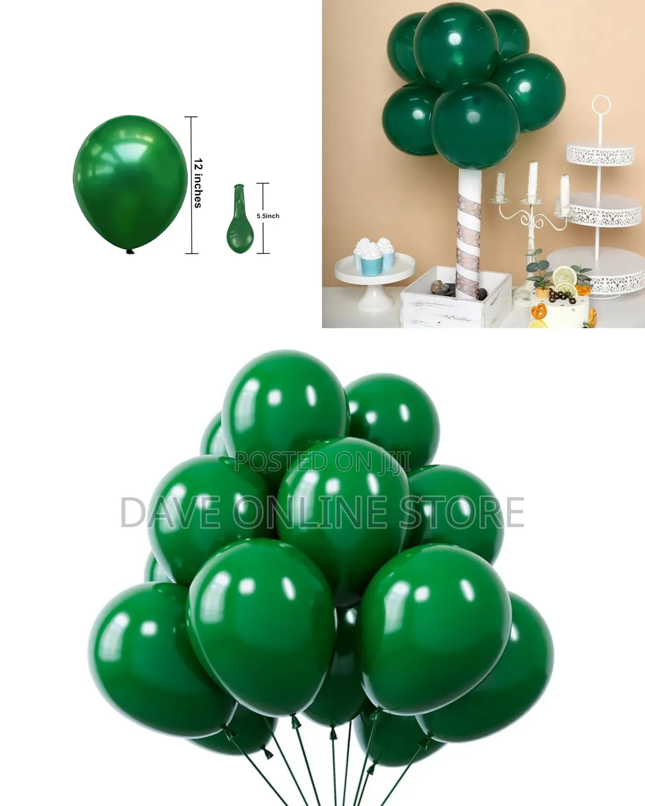 12 Inch Green 100 Pieces Balloons