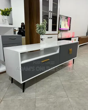 TV Stand Unit Black and White Stand Television