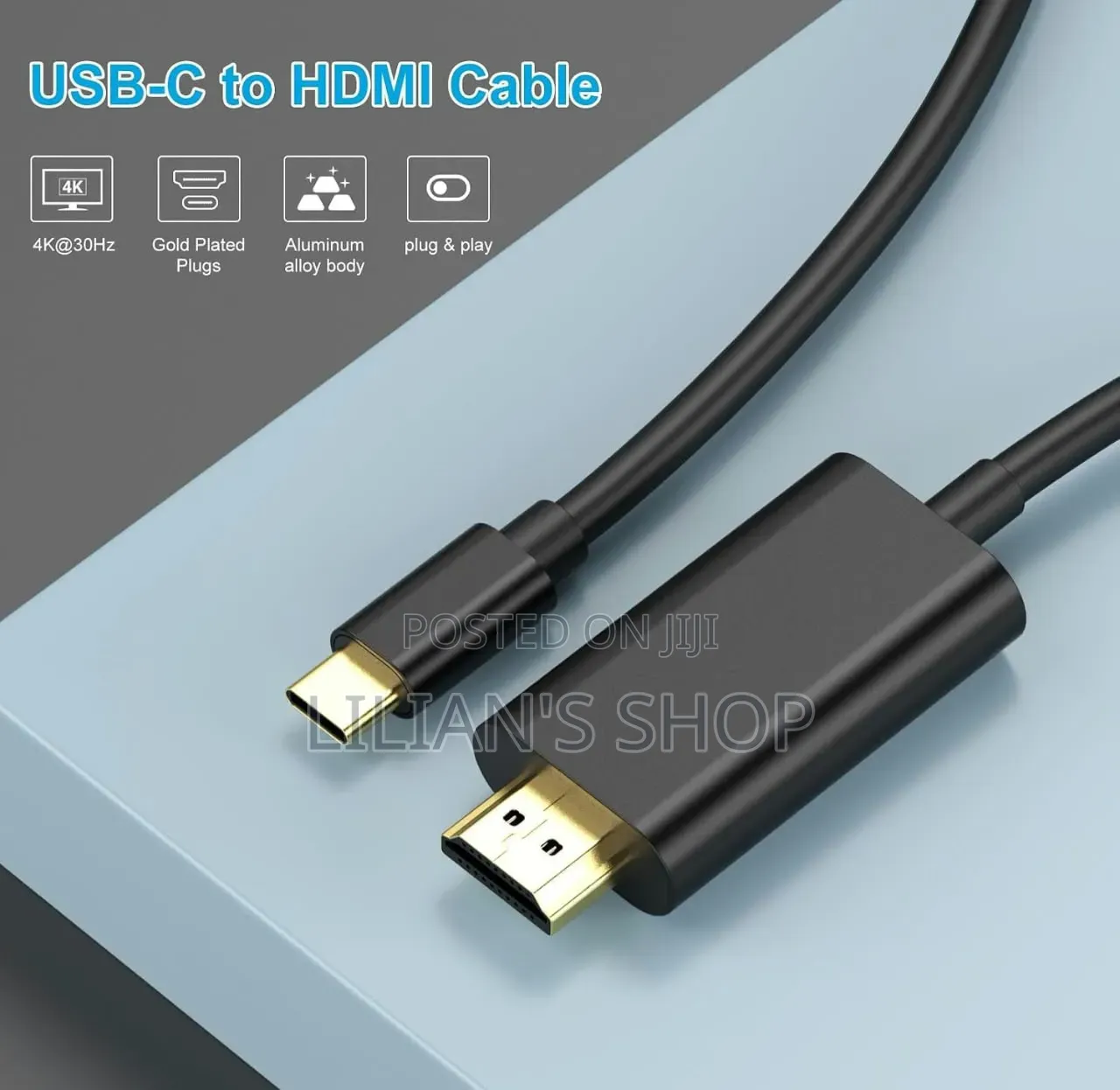 USB Type-C to HDMI Cable   Supporting 4K Ultra HD