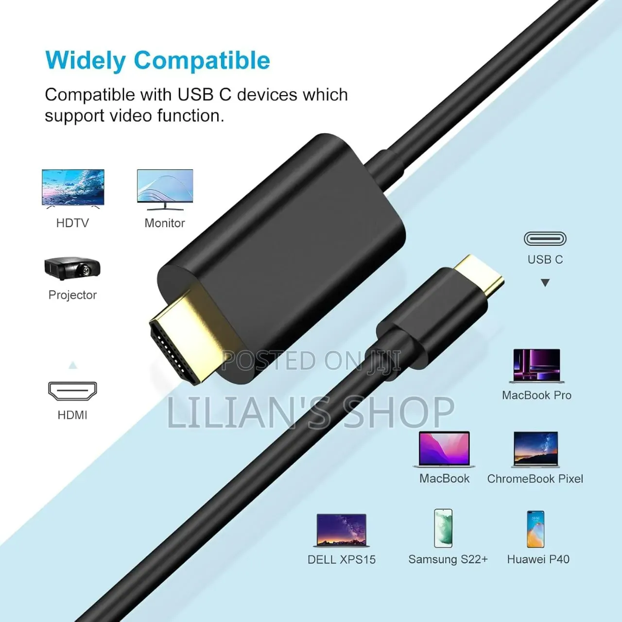 USB Type-C to HDMI Cable   Supporting 4K Ultra HD