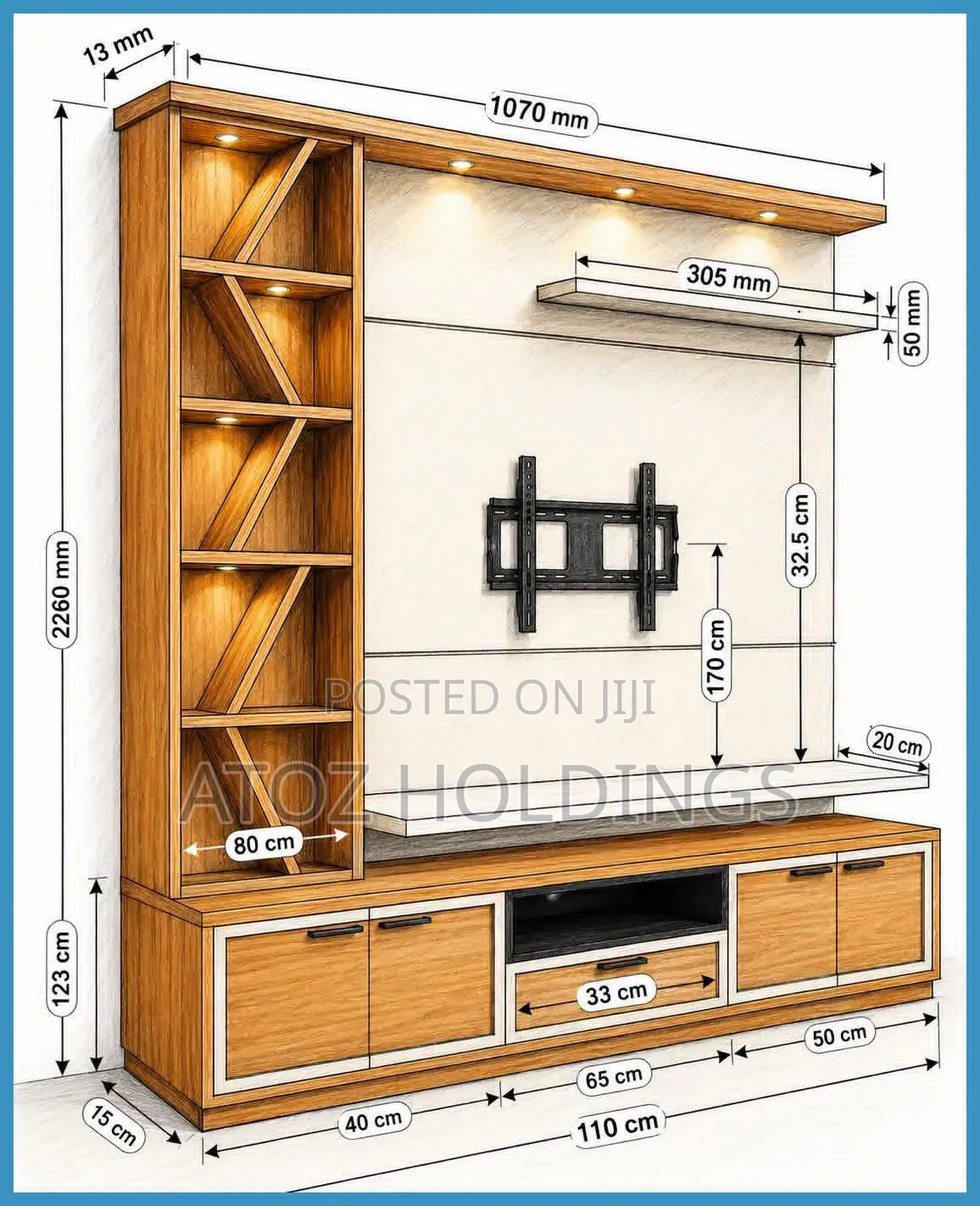 TV Stands/Linnet Wall Unit TV Stands in Any Colour From