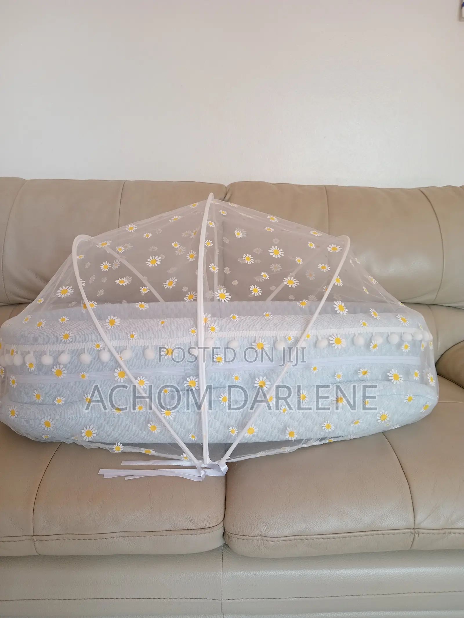 Blue Newborn Baby Bed With Attachable Net