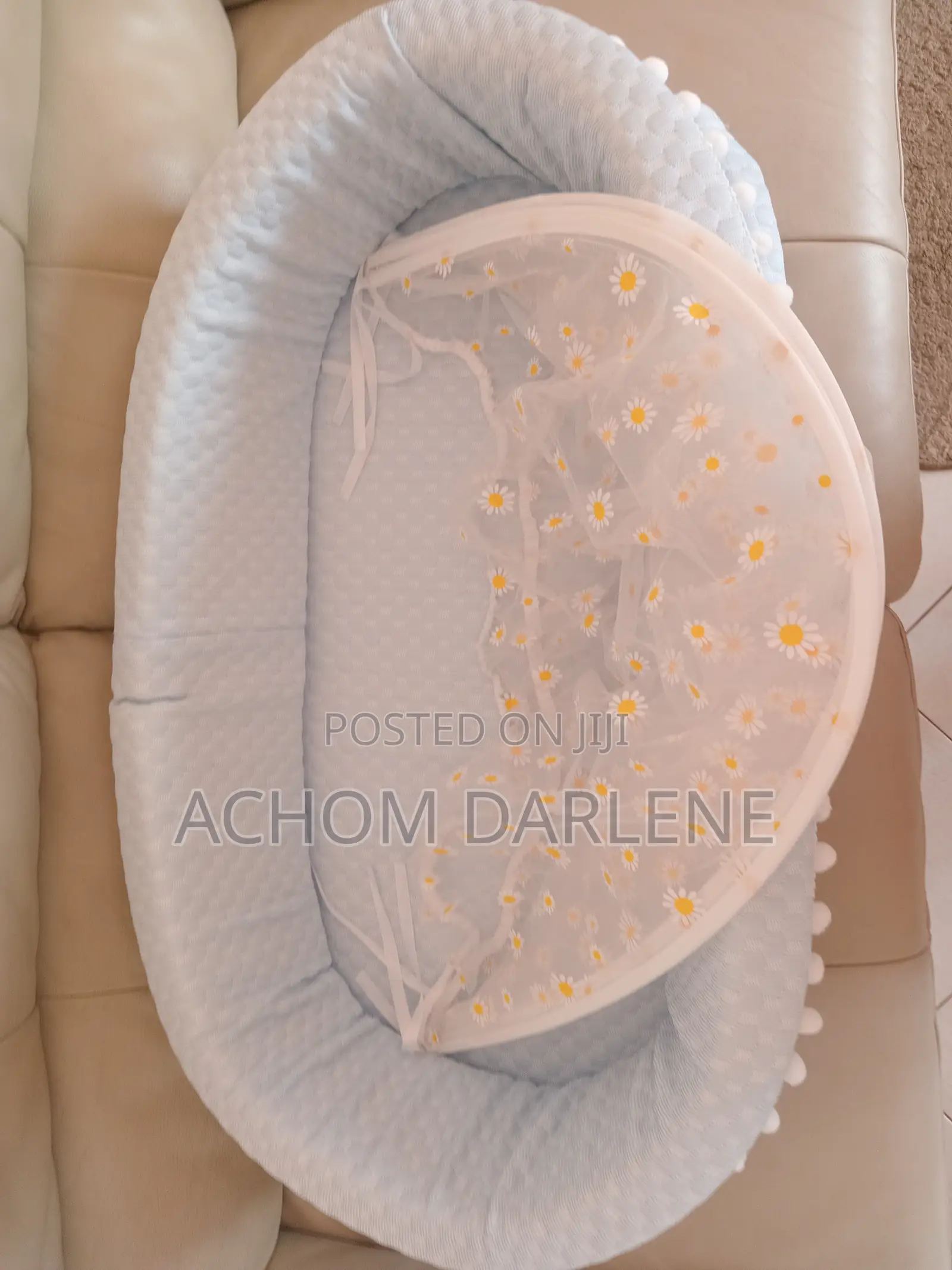 Blue Newborn Baby Bed With Attachable Net