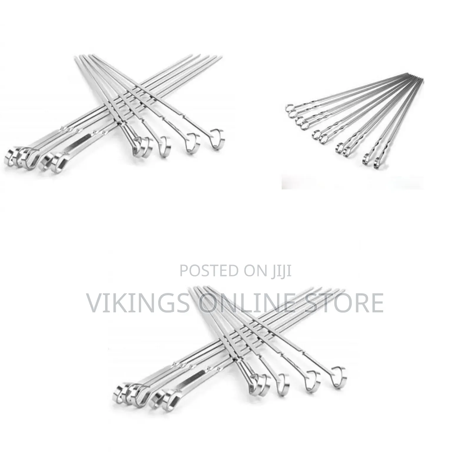 12 PCS Reusable Stainless Steel Flat BBQ Skewers