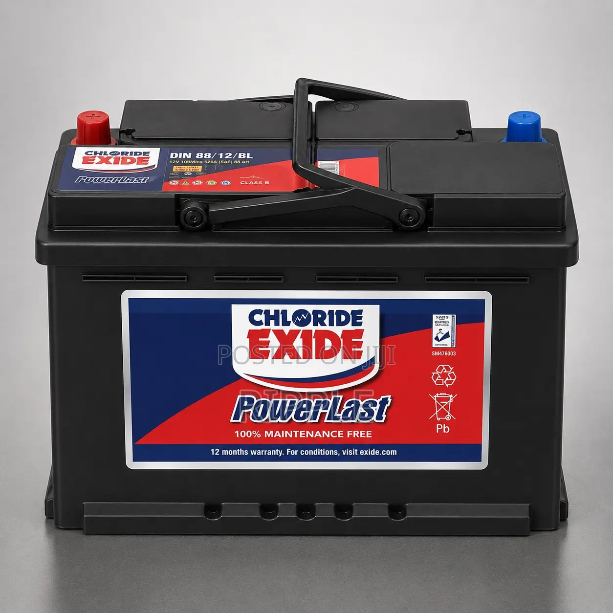 88Ah Chloride Exide PowerLast DIN88MF 520CCA MF Car Battery