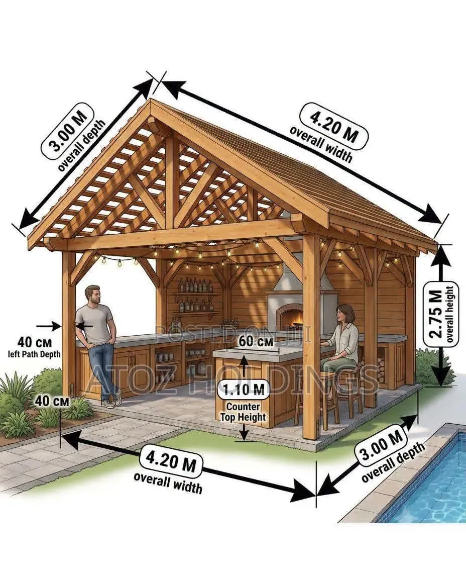 Wooden Structures/Wooden Outdoor BBQ Kitchens Construction Services