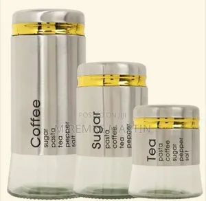 3-Piece Set of Modern Glass Storage Canisters With Labels