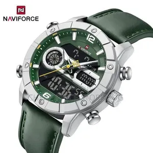 Naviforce NF-9263 Analog-Digital Watch  Green Dial With Silver-Tone