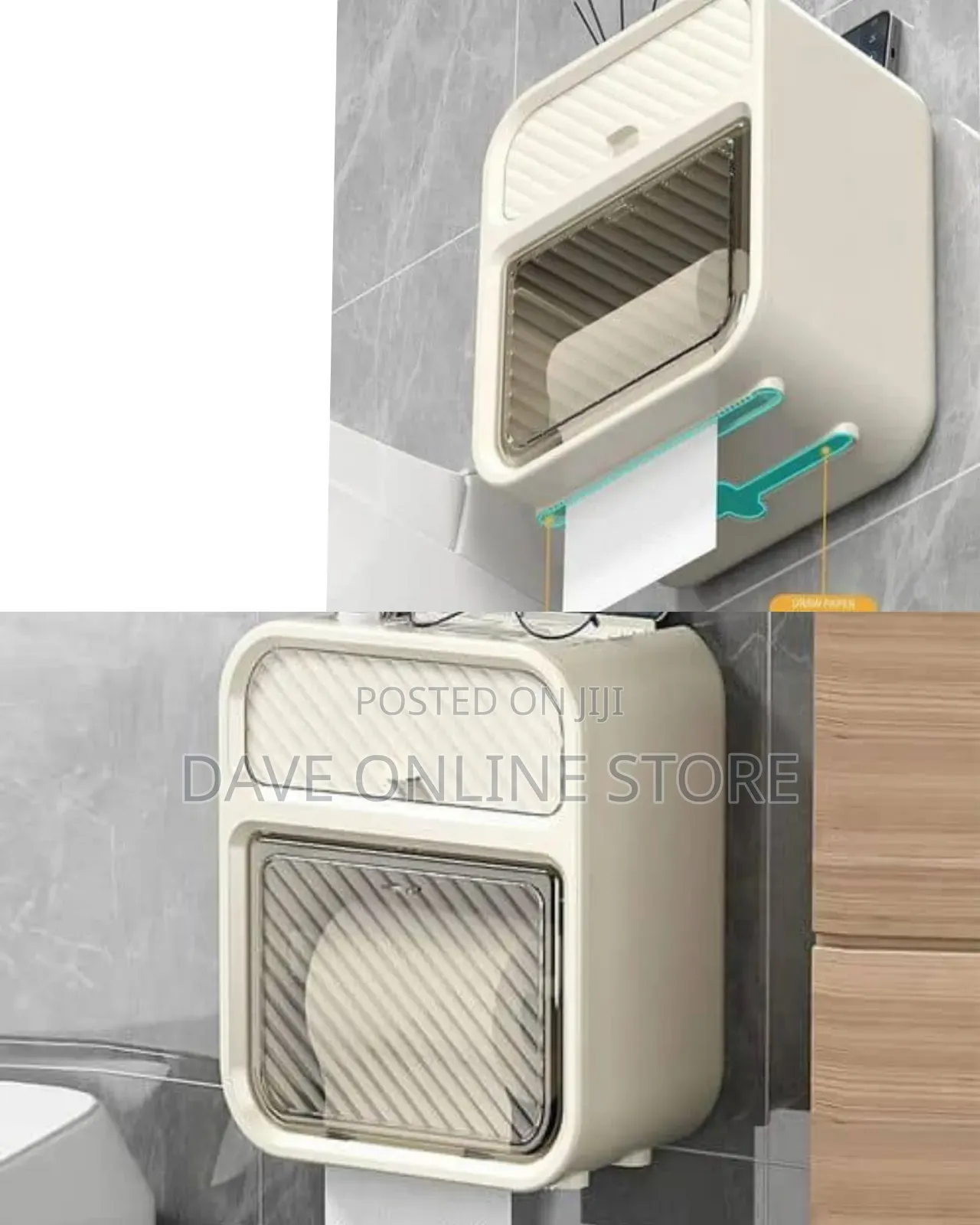 Beige Multifunctional Wall-Mounted Toilet Paper Holder