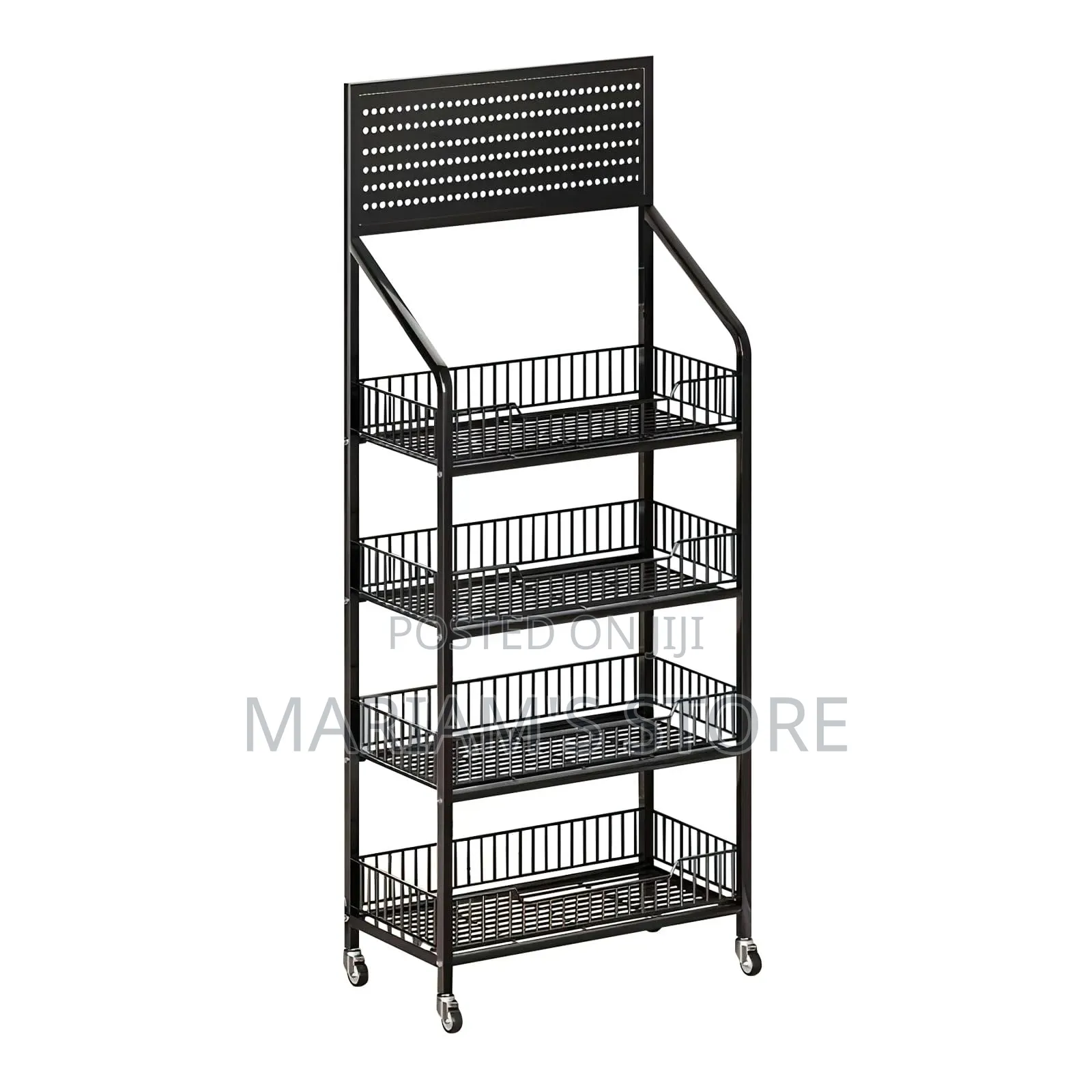Multi-Tier Black Wire Floor-Standing Display Rack for Retail Shops