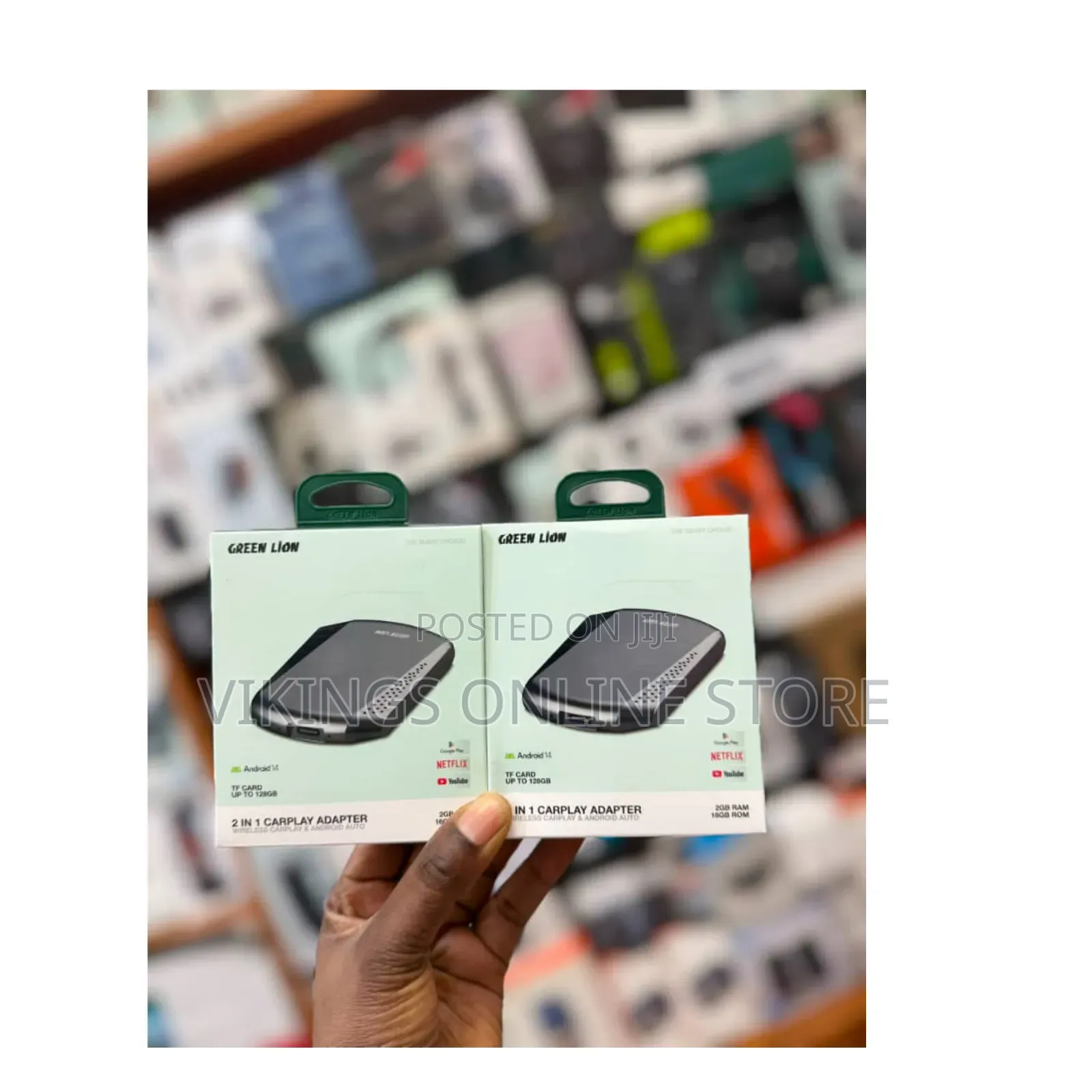 Green Lion 2-in-1 CarPlay Adapter Running Android 14 for Wireless