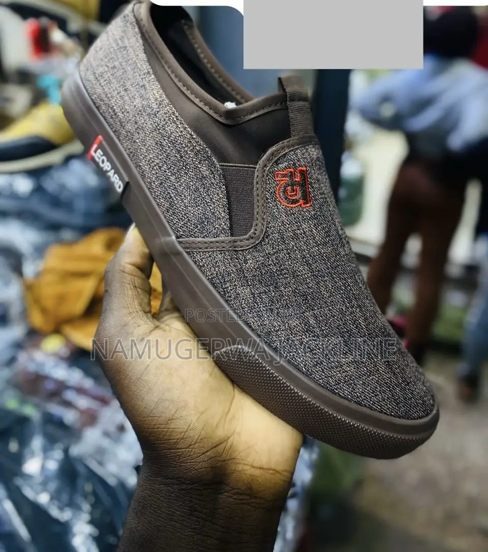 Men’s Brown Leopard Slip on Casual Sneakers