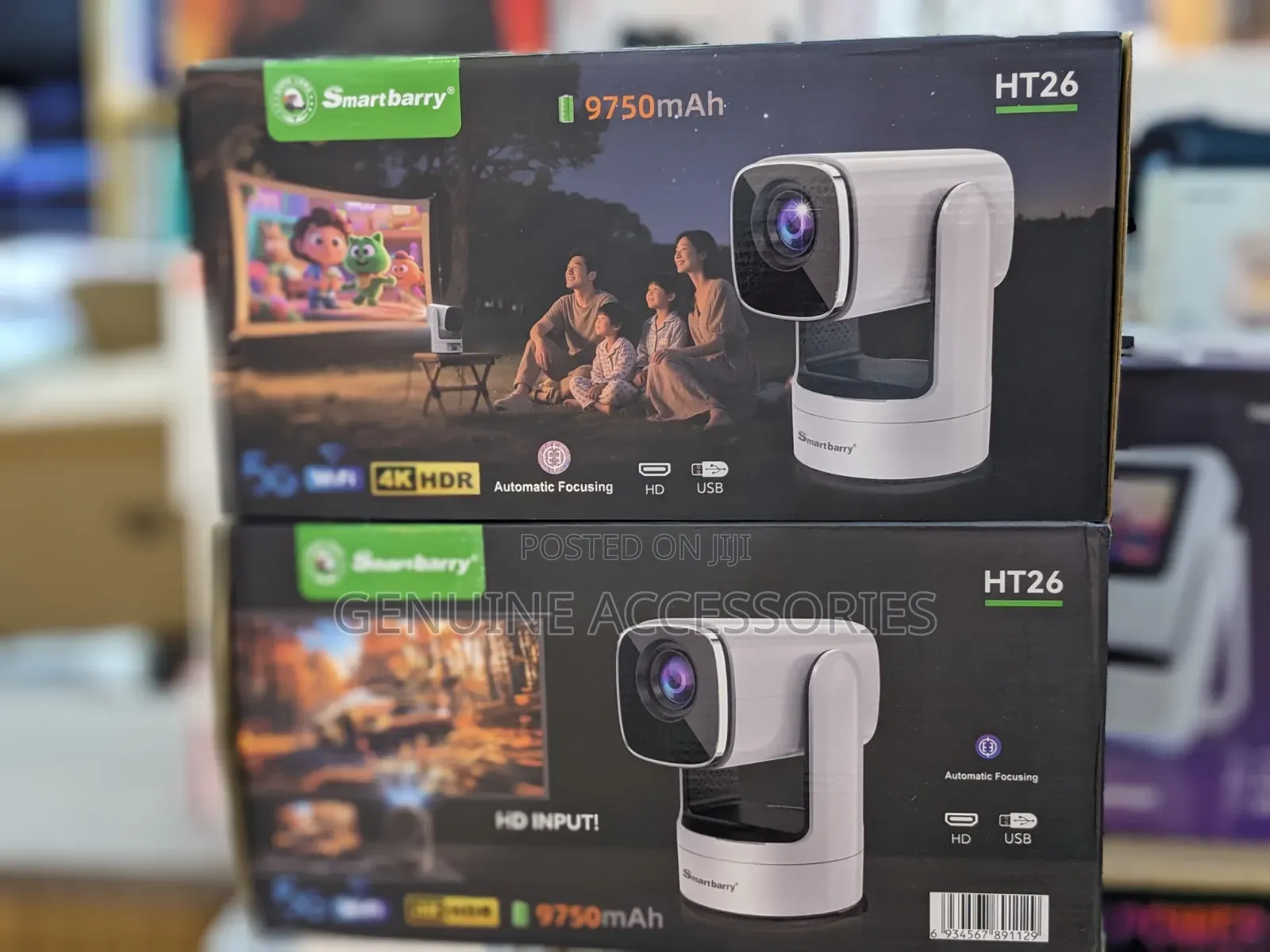Smartbarry HT26 Portable 4K Rechargeable Projector