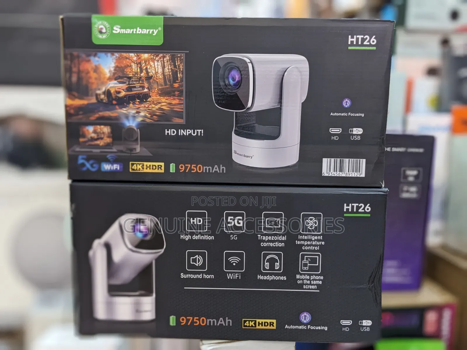 Smartbarry HT26 Portable 4K Rechargeable Projector