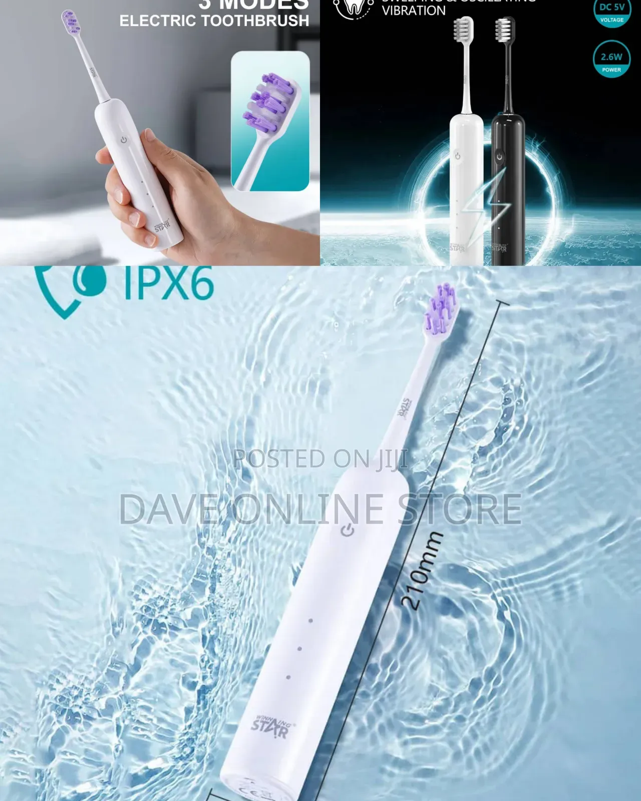 White 3 Modes Electric Toothbrush
