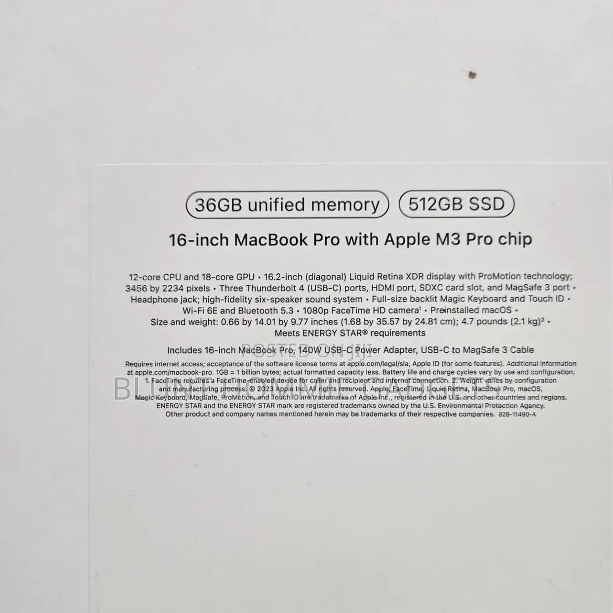 New Apple MacBook Pro 2023 M3 Pro 16GB Apple M3 Pro HDD+SSD 512GB