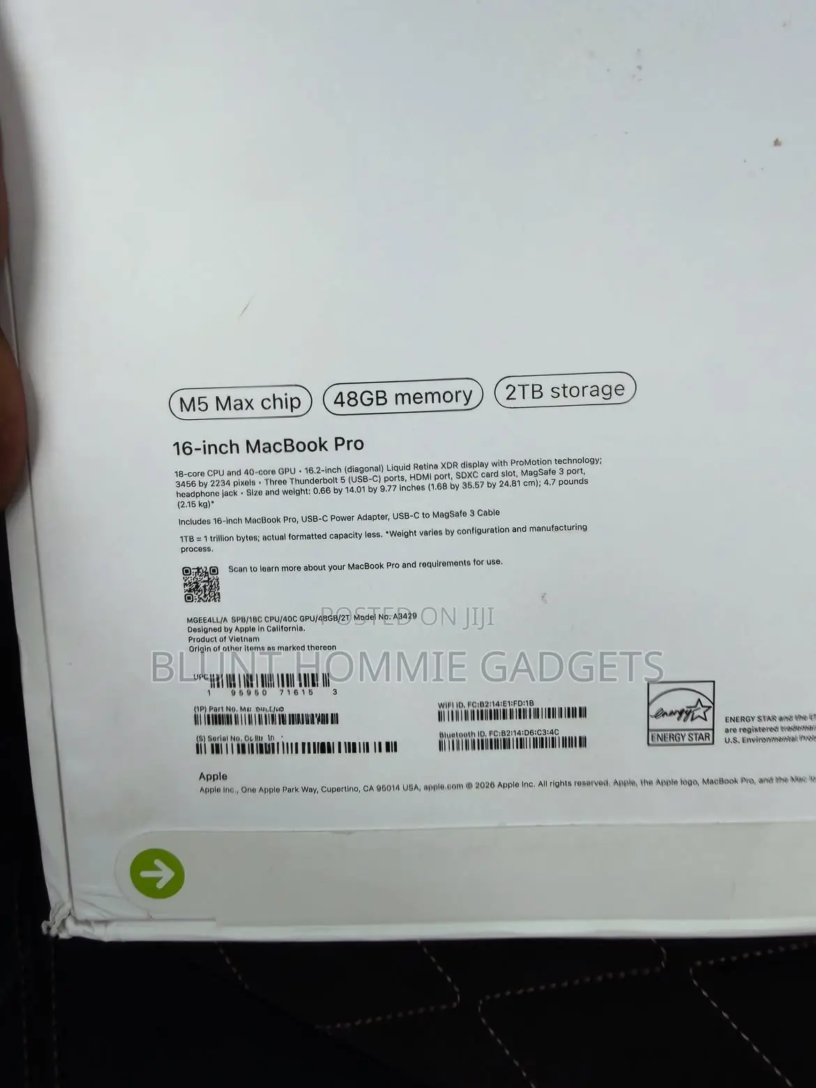 New Laptop Apple MacBook Pro 2025 M5 36GB Apple M5 HDD+SSD 1T