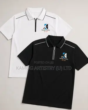 Premium Zip-Collar Polo Shirts With Embroidered Logo